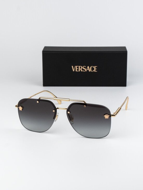Versace Women Sunglasses Gold Grey Gradient Pilot VE2296 100284 NEW AUTHENTIC main image 9